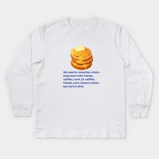 Friends, Waffles, And Work Kids Long Sleeve T-Shirt